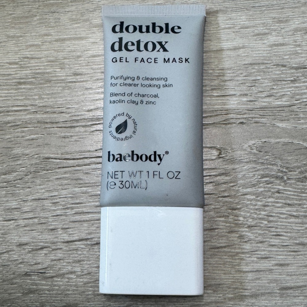 New Baebody Double Detox Gel Face Mask Charcoal Kaolin Clay Zinc 1oz 30ml